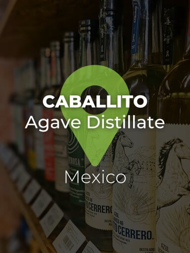 Bottles of Caballito agave distillate lined up._1