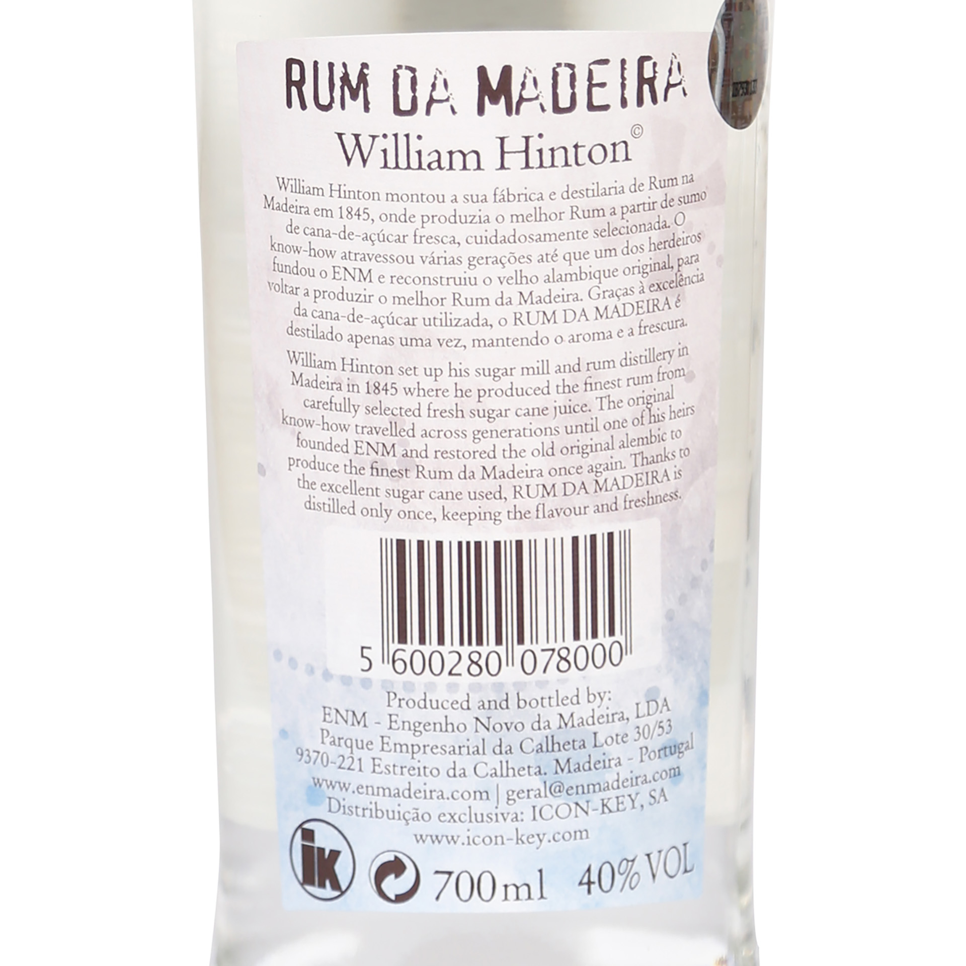 Rum William Hinton Branco 70Cl