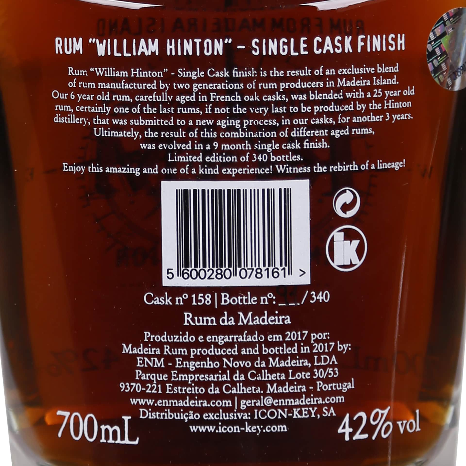 Rum William Hinton Single Cask Sherry 70Cl 42%