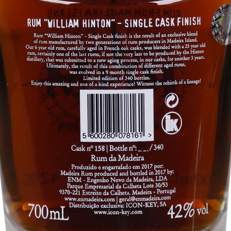 Rum William Hinton Single Cask Sherry 70Cl 42%