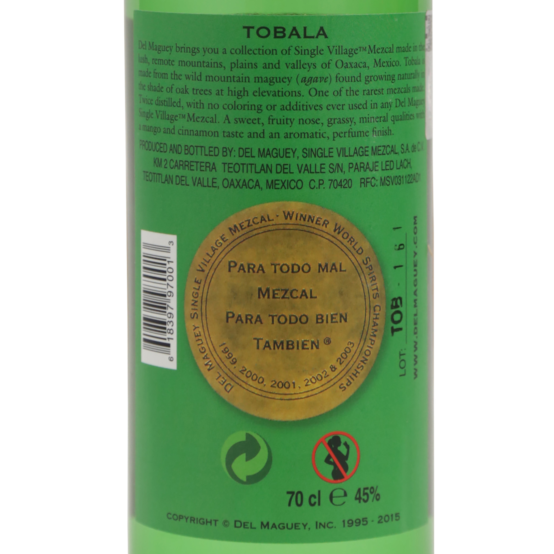 Mezcal Del Maguey Tobala Joven 70Cl