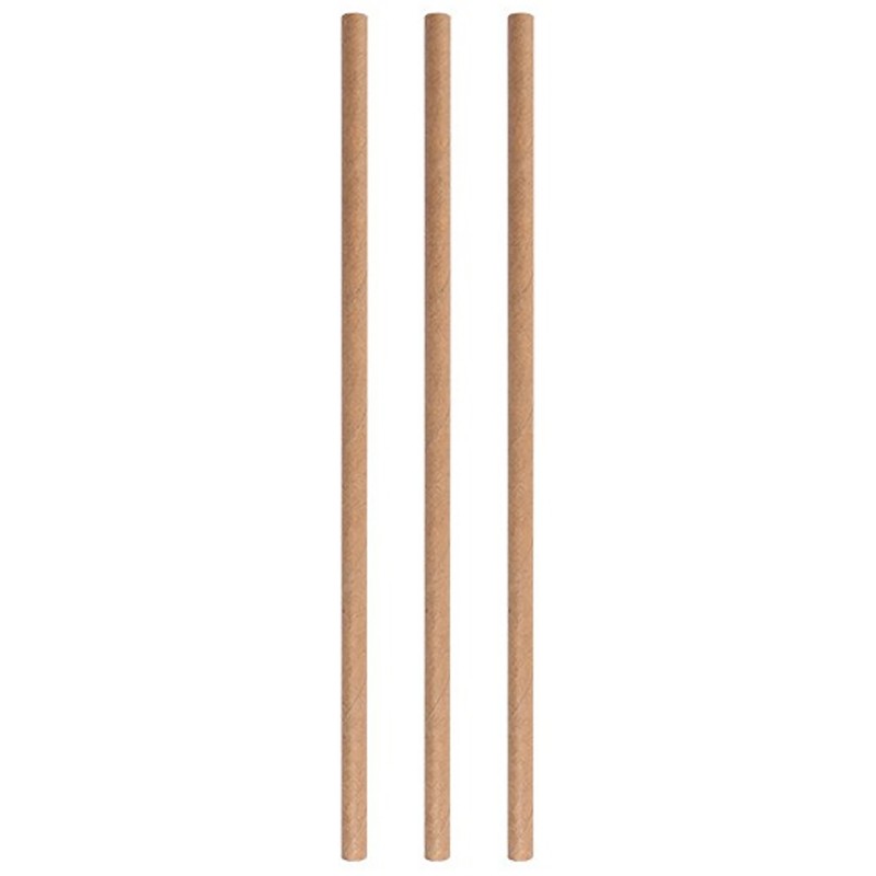 Pack 250 Paper Straws Beige  8 X 200Mm
