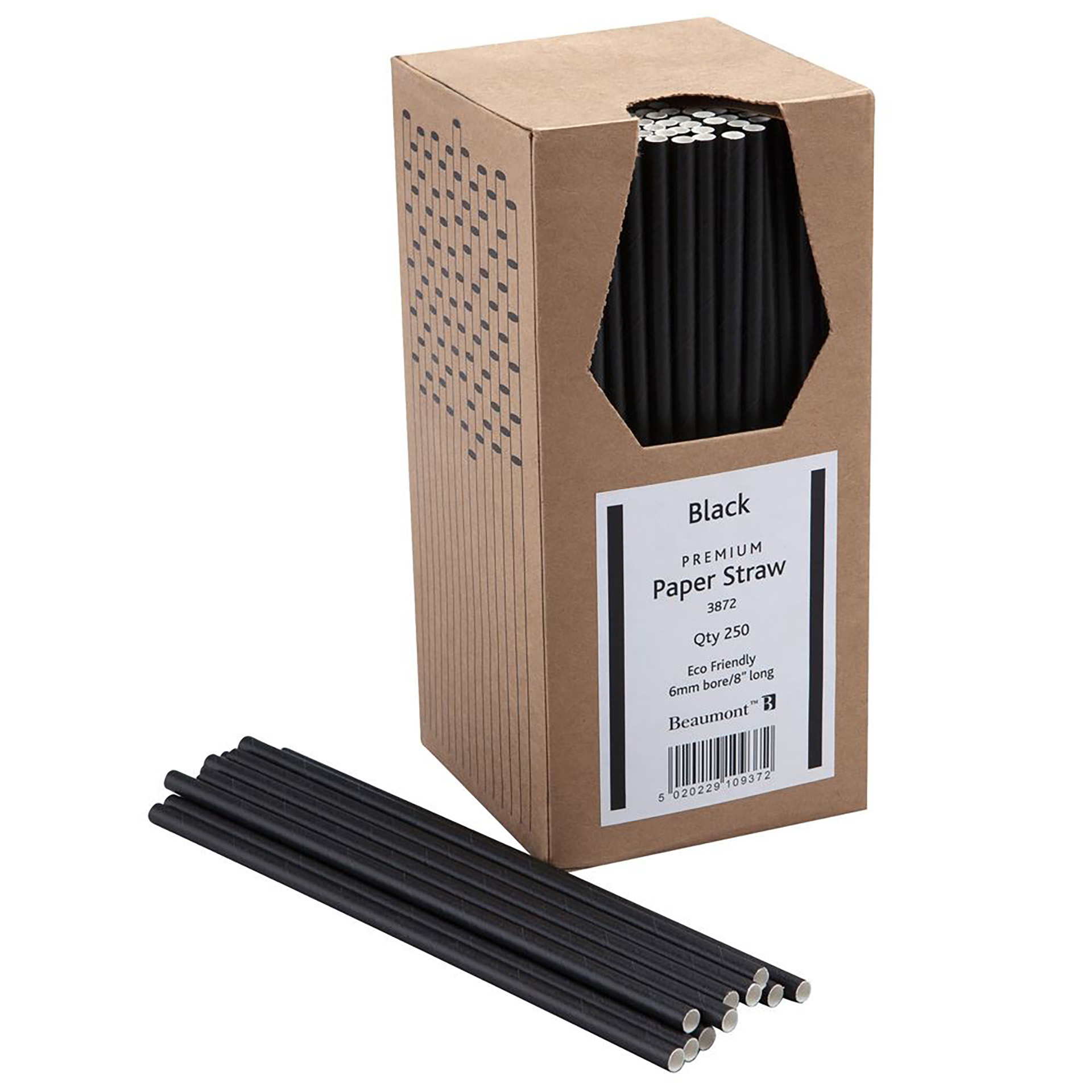 Black Paper Straws 20Cm (Pck 250)