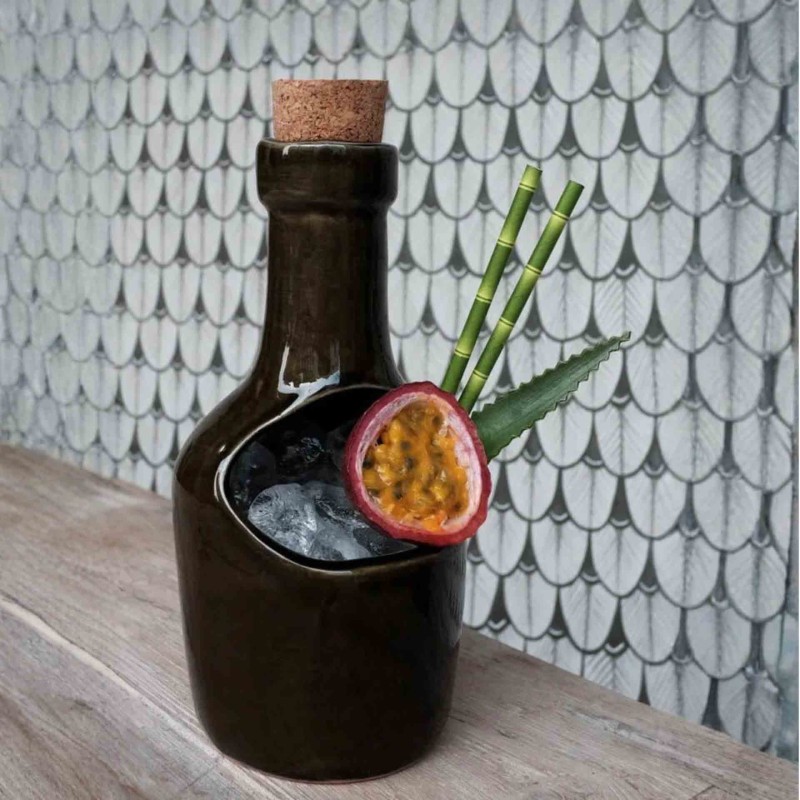 Rum Bottle Tiki Mug Green 35Cl