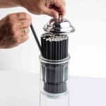Glass Straw Dispenser Chrome Plated Top 10X10X25Cm